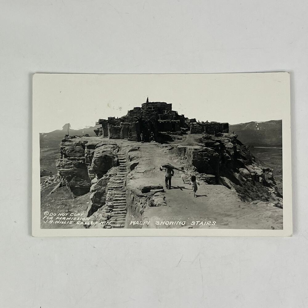 1930 RPPC Native American Walpi Showing Stairs Franklin 1c Stamp Postcard Perf